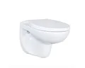 Produktbild: Belvit Tiefspül-WC EGWWC01, Spülrandloses Wand-WC mit Softclose-Deckel, aus Keramik, weiß, 35×37×55 cm (B/H/T), Hänge-WC mit ovaler Form, zeitloses Design