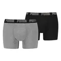Produktbild: PUMA Herren Boxer Boxershorts Shorts Unterhosen Comfort Stretch 2er Pack, Farbe:Mehrfarbig, Größe:S, Artikel:-003 Grey Melange/Black
