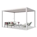 Produktbild: PRIMEYARD Pergola 3x4 m weiße Aluminium-Pfosten mit Lamellendach aus Stahl Terrassenüberdachung