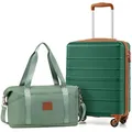 Produktbild: COOLIFE Handgepäck Koffer 55x40x20cm + 30L Reisetasche (45×36×20cm) für Ryanair & Easyjet mit 4 Silent Spinner Rädern & TSA-Schloss – ABS-Hartschale, Leicht Handgepäck Set