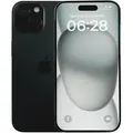 Produktbild:  Kratzer auf dem Display, minimaler Kratzer auf der Geräterückseite, Gebrauchsspuren auf dem USB-Kabel. - Apple iPhone 15 - 128 GB - Schwarz