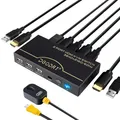 Produktbild: KVM Switch 4K 60Hz USB HDMI Switcher 2 PC 1 Monitor mit 2 HDMI Kabeln & 2 USB...