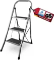 Produktbild: siwitec Klapptritt aus Stahl, 3 Stufen, Anthrazit, Trittleiter, Klappleiter, Haushaltsleiter