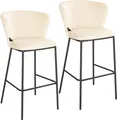 Produktbild: SVITA KATE 2er Set Barhocker Rückenlehne Fußstütze Tresenstuhl Küchenhocker Samt Beige