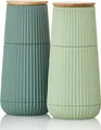 Produktbild: AdHoc MP155 Set Salzmühle und Pfeffermühle Scape Dark Green & Light Green, Kunststoff | Eichenholz