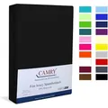 Produktbild: Camry Spannbettlaken CLASSIC, Jersey Baumwolle, Gummizug: rundum, viele Farben, alle Matratzenhöhen, Bettlaken, Spannbetttuch schwarz 140-160 cm x 200 cm