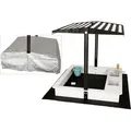Produktbild: Needs&wants - Wondermake® Design Sandkasten Mit Dach, Abdeckung Oxford 420d, 2 Wasserbecken, Vliesfolie, Sandkiste Holz Quadratisch Verschließbar Outdoor Garten Für Kinder, Schwarz Weiß
