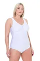 Produktbild: Ulla Popken Damen große Größen Übergrößen Plus Size Shaping-Body, Nadelstreifen, ohne BH tragbar schneeweiß 85F 705648200-85F