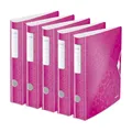 Produktbild: Leitz Qualitäts-Ordner 180° Active WOW, 5er Pack, A4, Schmal, Abgerundeter Rücken, 6,5 cm breit, Gummibandverschluss, Leichtes Polyfoam, Plastik-Ordner, WOW Serie, Pink, 11070023