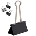 Produktbild: D.RECT Foldbackklammern 51 mm – 12 Stück Schwarze Binder Clips aus Metall – Starke Vielzweckklammern für Dokumente, Papier, Notizen & Bürobedarf