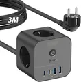 Produktbild: 70W USB-C Ladegerät, 7-in-1 Würfel-Steckdosenleiste mit Schalter, 3m mit USB
