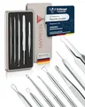 Produktbild: NEUMANN® Mitesserentferner-Set (rostfreier Edelstahl) zum entfernen von Pickeln, Blackheads & co. - Komedonenquetscher, Heber, Remover - Verschiedene Tools: Schlingen, Pinzetten, Lanzette [Silber]