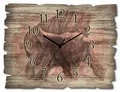 Produktbild: ARTLAND Wanddeko Wanduhr ohne Tickgeräusche aus Holz Funk Uhr lautlos Rechteckig 40x30 cm Tiere Stier Bulle Hörner Kampf Katalonien Spanien Vintage Rustikal T4IU