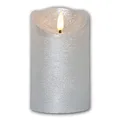 Produktbild: Star Trading LED Echtwachskerze 3D FLAMME RUSTIC, silber, Timer, Höhe 12,5cm, Durchmesser 7,5cm, batteriebetrieben, Flackereffekt