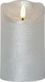 Produktbild: STAR Rustic LED Echt Wachs Stumpen Kerze flackernd 12,5cm Timer Batterie silber