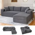 Produktbild: COMHOMASofa Big-Sofa, L-förmige Sofa, Couch Ecksofa, Chaiselongue Schlafsofa mit tiefer Sitzfläche und breiten Armlehnen, Cordstoff dunkelgrau-L - Dunkelgrau