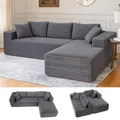Produktbild: COMHOMA 105 ” modulares Sofa mit tiefer Sitzfläche, L-förmige Couch mit breiten Armlehnen, Cordstoff, hochdichter Schaumstoff, Chaiselongue für das Wohnzimmer,kein Zusammenbau erforderlich, dunkelgrau