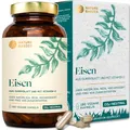 Produktbild: Nature Basics natürliches Eisen zertifiziert & nachhaltig im Glas | 180 Kapseln hochdosiert | 14mg Eisen & 80mg Vitamin C pro Kapsel | rein aus Curryblatt & Hagebutte | ohne Zusatzstoffe & aus DE