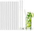 Produktbild: 10 Stück Glasstrohhalme wiederverwendbar 20 cm hitzebeständig mit 2
