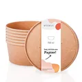 Produktbild: wiseware Einweg Deckel to Go braun - 50Stück Pappdeckel rund passend für 750ml und 1000ml Schale - Ohne PLA/PE - Biologisch abbaubarer Papierdeckel mit wasserbasierter Beschichtung