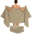 Produktbild: Hammetex 2er Set Extra Große Badetücher – 80x200 cm, 500 GSM, 100% Baumwolle – Weich & Saugfähig – Luxuriöse Große Spa-Handtücher, Beige