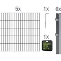 Produktbild: Alberts Doppelstabmatten Zaun, Höhe 100 cm, Länge 10 m, Zaun-Komplettset zum Einbetonieren, anthrazit, Pfosten 60x40 mm - Dunkelgrau