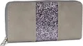 Produktbild: styleBREAKER Geldbörse mit umlaufendem Pailletten Streifen, Reißverschluss, Portemonnaie, Damen 02040056, Farbe:Grau-Anthrazit