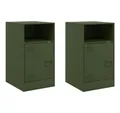 Produktbild: vidaXL Nachttisch Nachttisch Nachtschrank Beistellschrank 2 Stk Olivgrün 34,5x39x62 cm S