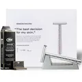 Produktbild: Henson Shaving Rasierset – Sicherheitsrasierer AL13 + Halterung aus Aluminium + 100 Klingen RK – elegantes und langlebiges Geschenk Rasierkoffer Henson Shaving – AL13 Sicherheitsrasierer + Halterung