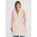 Produktbild: Steppweste CECIL, Damen, Gr. XXL (46), teddy vanilleweiß, Web, Obermaterial: 100% Polyester; Obermaterial oberer Teil und Kapuze: 100% Baumwolle; Futter: 100% Polyester; Füllung: 100% Polyester, unifarben, comfort fit normal, ohne Ausschnitt, Westen, mit Kapuze