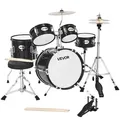 Produktbild: VEVOR Schlagzeug Set, 5-teilig, inkl. 35,6 cm Basstrommel, 20,3 cm Snare, 15,2 cm & 20,3 cm Tomtoms, 25,4 cm Standtom, 25,4 cm Crash-Becken & 20,3 cm-Hi-Hat, für Kinder von 6–13 Jahren (schwarz)