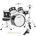 Produktbild: VEVOR Schlagzeug Set, 5-teilig, inkl. 35,6 cm Basstrommel, 15,2 cm & 20,3 cm Tomtoms, 25,4 cm Standtom, 25,4 cm Crash-Becken & 20,3 cm-Hi-Hat, für Kinder von 6–13 Jahren (schwarz)