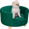 Produktbild: Hundesofa Hundecouch, Waschbarer Bezug, Haustiersofa mit Rückenlehne und Holzbeine, Katzensofa, für kleine Hunde unter 4,5 kg, Grün