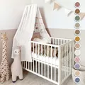 Produktbild: lilimaus Betthimmel Babybett mit Goldapplikationen [in 12 Farben] Himmel Babybett aus 100% Baumwolle Musselin - Betthimmel Mädchen & Jungen - Himmelbett Kinderzimmer & Babyzimmer Deko - Baby Bett