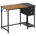 Produktbild: Mondeer Schreibtisch Computertisch, mit 2 Schubladen und Regal links oder rechts, 100x75x50cm braun|schwarz 100.00 cm x 75.00 cm x 50.00 cm