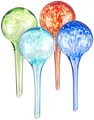 Produktbild: Royal Gardineer Blumenbewässerung: 4er-Set Gießfrei-Bewässerungs-Kugeln aus Glas, bunt, Ø 6 cm (Blumenbewässerungssysteme, Glaskugeln Pflanzen Bewässerung, Garten)