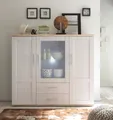 Produktbild: HBZ Highboard Romance Landhaustil mit LED-Beleuchtung, BxHxT 156x137x46 cm (1 St), Mit 2 Türen, 2 Schubkästen und 6 Einlegeböden, 1 Glasboden