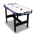 Produktbild: Carromco Airhockey Tisch Crosscheck-XT – Hochglanz Air Hockey Spielfeld, Belüftetes Spielfeld, Inkl. 2 Pusher & 2 Pucks, Maße 79x122x61 cm, Blau, Airhockey Tisch für Kinder & Erwachsene