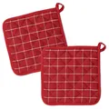 Produktbild: KRACHT 2er Set Topflappen wattiert Baumwolle Trockenperle ca.22x22 cm rot NEU