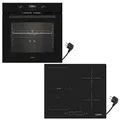 Produktbild: KB ELEMENTS Sparset, Einbauherd Set, Herdset, Induktionskochfeld 60cm, Einbaubackofen 60cm, 9 x Funktionen, AQUA CLEAN, EV1/110 - Schwarz