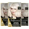 Produktbild: L'Oréal Paris Permanente Haarfarbe, Haarfärbeset mit Coloration und Farbglanz-Pflegebalsam, Préférence, 10.21 Platin Perlmuttblond, 3er Set
