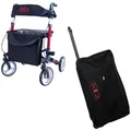 Produktbild: Antar Rollator Aluminium Leichtgewicht zusammenklappbar Rollator mit Transporttasche, Reise Rollator rot