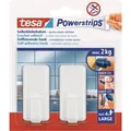 Produktbild: Tesa Selbstklebehaken Weiß eckig 2 Stück mit 4 x Powerstrips Large