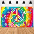 Produktbild: hippie deko, 60s Party Dekorationen, Hippie Groovy Hintergrund, Fotoautomat Requisiten Hintergrund mit Seil, Hippie Thema Groovy Party Dekoration, 180 x 120 cm