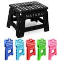 Produktbild: NATUMO® Tritthocker Kinder, Klapphocker faltbar, Leichter und Rutschfester Kinder Hocker Bad & Toilette, Klapptritt für Badezimmer, Küche und Garten, 22cm (Schwarz)