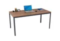 Produktbild: furni24 Schreibtisch D-Profil Nova 120x80x75cm, Nussbaum, Einfache Montage, Arbeitstisch, Bürotisch, Küchentisch, Esstisch, Druckertisch Büro-Möbel Computertisch Gaming-Tisch Mehrzwecktisch