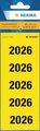 Produktbild: HERMA 1686 Jahreszahlen Aufkleber 2026 für Ordner, 100 Stück, 60 x 26 mm, 5 pro Bogen, selbstklebend, blickdichte Textetiketten, matt, Papier Klebeetiketten Aufkleber, gelb