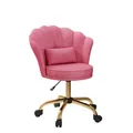 Produktbild: Hawthyhome Bürostuhl, ergonomischer Stuhl, Schreibtischstuhl mit Blütenrückenlehne, drehbar und höhenverstellbar, Samtbezug mit Kopfkissen, rosa