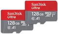 Produktbild: SanDisk Ultra microSDXC UHS-I-Speicherkarte 128 GB + SD-Adapter 2er-Pack (Für Smartphones und Tablets, A1, Class 10, U1, Full HD-Videos, bis zu 140 MB/s Lesegeschwindigkeit) 10 Jahre Garantie