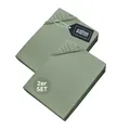 Produktbild: SCHÖNER WOHNEN Spannbettlaken 140x200cm 2er Pack Grün bis 160x200cm - Luxus Spannbetttücher aus Jersey-Baumwolle Öko-Tex Zertifiziert - für Matratzen bis 30 cm & Boxspringbett - Bettlaken